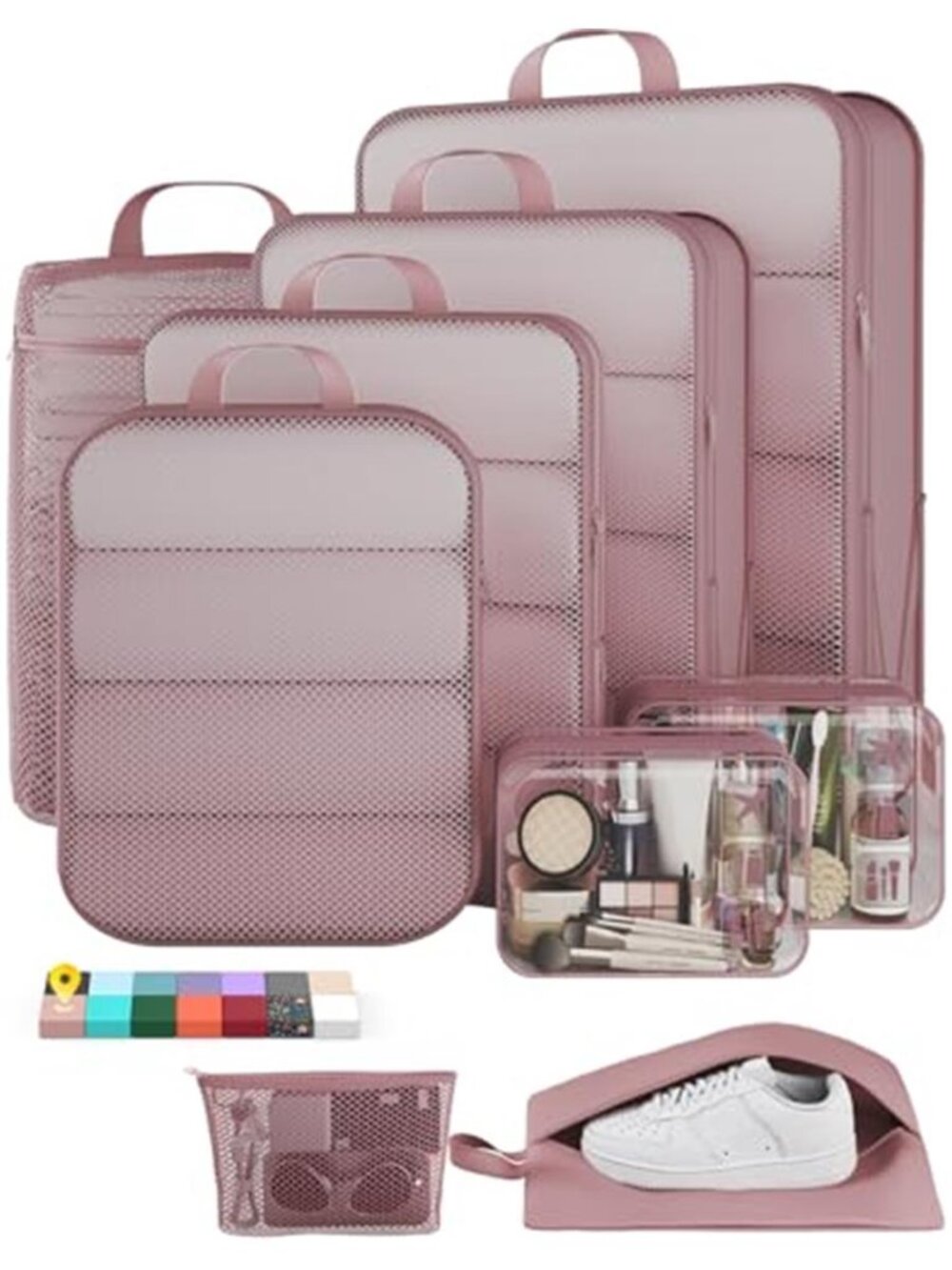 Compression Packing Cubes Travel Organizer Set Luggage Storage Bags 9Pc